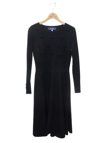 エムズグレイシー Ribbon Knit One-piece 818570 ワンピース 38 ブラック リボン ITEOI8RYL61W