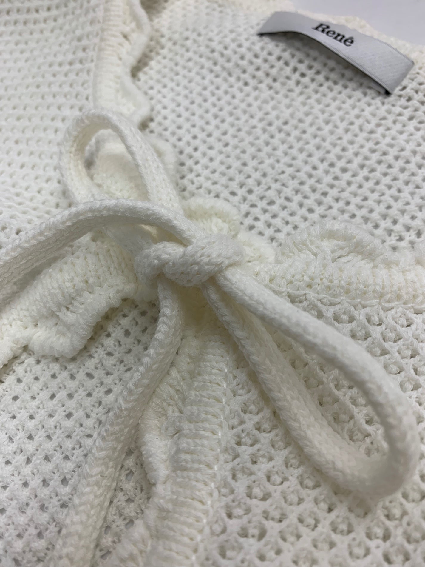 ルネ 6122150 カーディガン 38 ホワイト 鹿の子編み リボン パール ITJS163WNHQ4