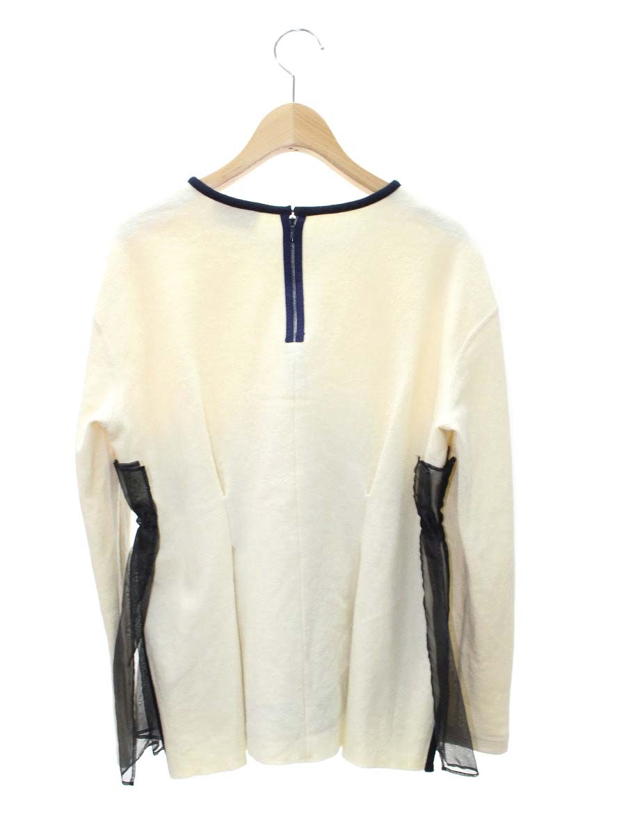 セブンテンバイミホカワヒト オーガンジートップス 1A102 M アイボリー/ブラック ウール IT71HIVT0WB8