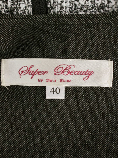 スーパービューティ ワンピース 40 グレー/ホワイト デニム パールワッペン ジップアップ ITII0716P22A