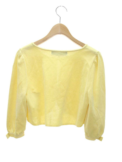 エムズグレイシー 628129 ボレロ カーディガン 38 イエロー ラインストーン リボン IT7NQJB3Q6OE