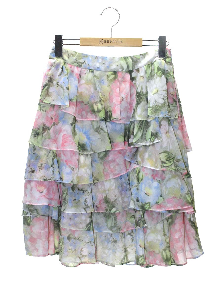 コトゥー W3S65-376-20 スカート 38 マルチカラー フラワーモチーフ ティアード ITAWTBMZPJEY