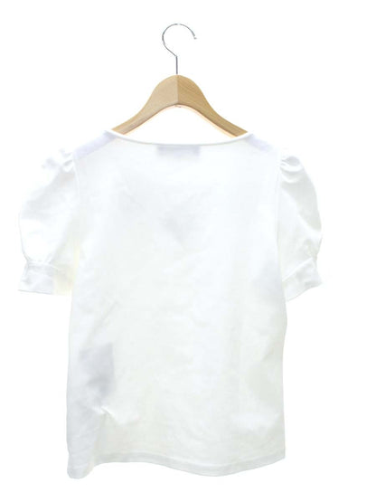 エムズグレイシー 015342 カットソー 40 ホワイト フラワーモチーフ スパンコール パフスリーブ ITRW2GRWEOD6