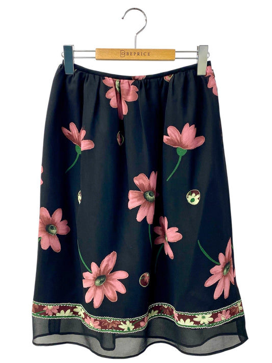 エムズグレイシー 627508 スカート 38 ブラック フラワーモチーフ ITKQOLR96AIU