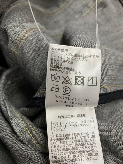 エムズグレイシー ビジューボタン付きデニムジャケット 214504 38 ブラック コットン パールボタン ITNUD694Q9LP