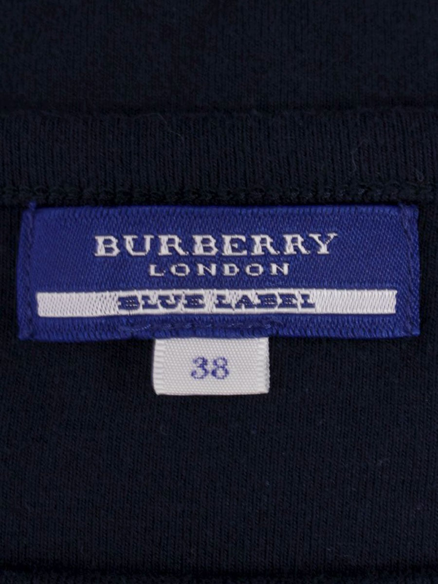 バーバリーブルーレーベル E1P04-619-29 ニット 38 ネイビー ロゴ ボートネック ITMLN69MD8DU