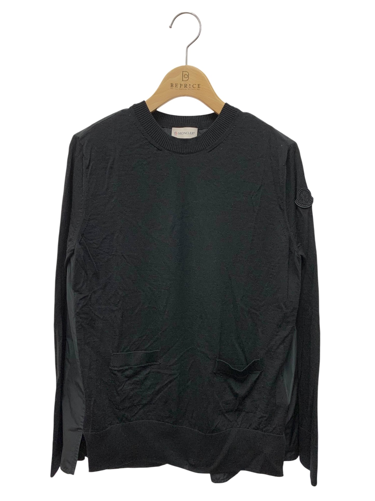 モンクレール GIROCOLLO TRICOT H20939C00010 M1180 セーター S ブラック ニット ナイロン ブラックワッペン ITOU6HXRF494