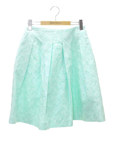 エムズグレイシー 727313 スカート 38 グリーン リボンモチーフ タック フレア IT2Z3MOIG580 【SALE】