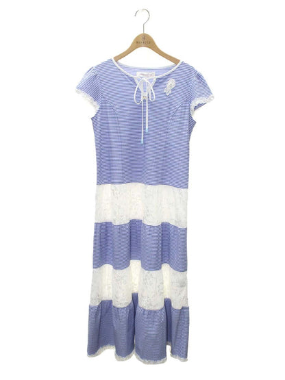 スーパービューティー ワンピース 40 ブルー ストライプ レース ITJNPYI53AQK