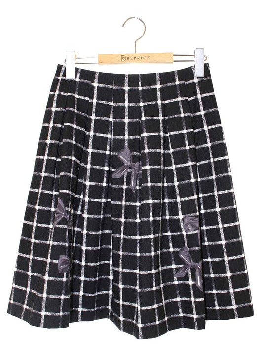 エムズグレイシー RibbonxCheck Skirt 817507 スカート 38 ブラック ITS1X41S9TFV