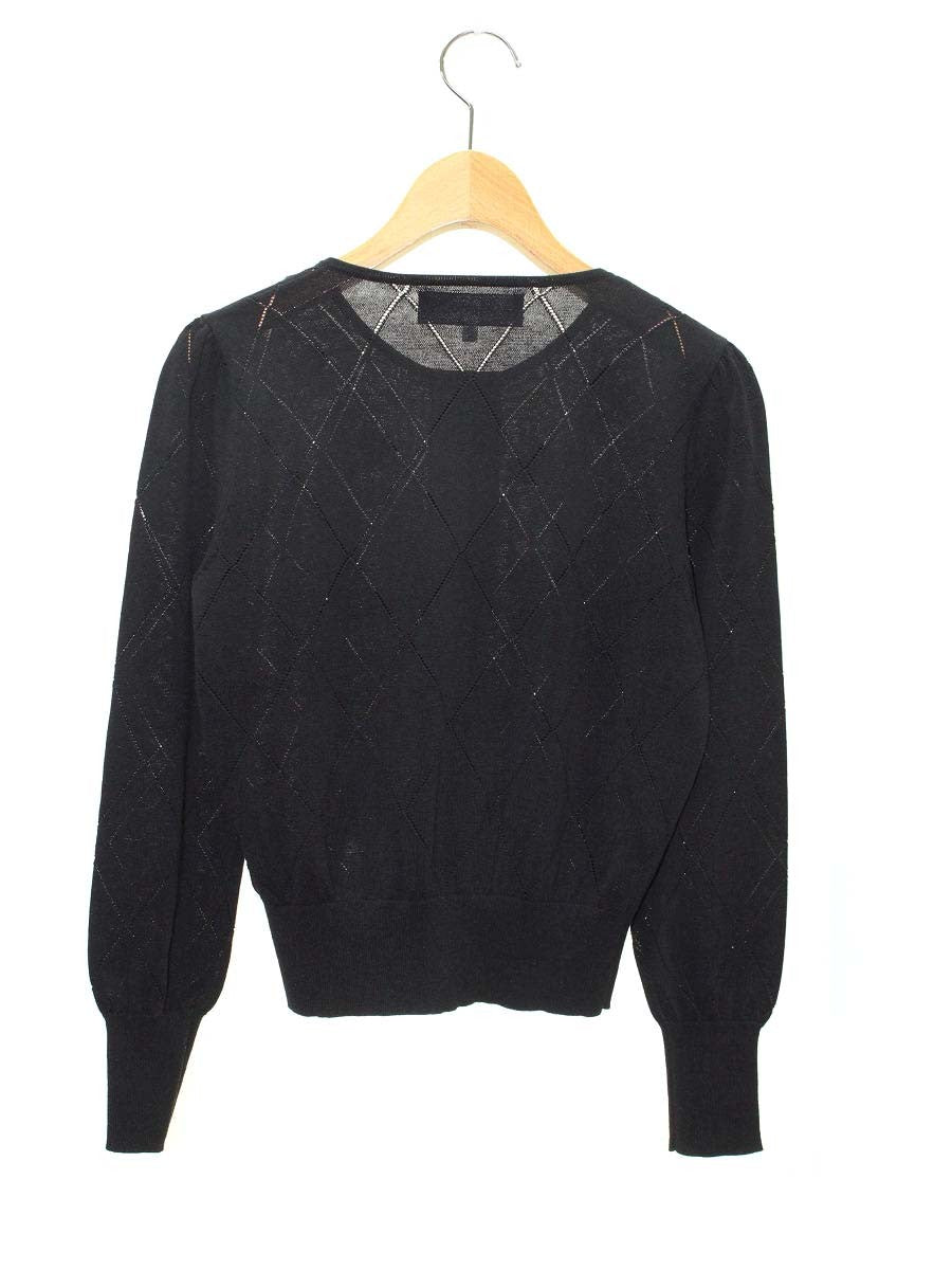 エムズグレイシー 318104 カーディガン 38 ブラック パール フラワーボタン 刺繍 フェイクパール IT9E5VMNRDM4