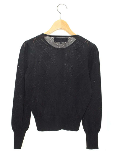 エムズグレイシー 318104 カーディガン 38 ブラック パール フラワーボタン 刺繍 フェイクパール IT9E5VMNRDM4