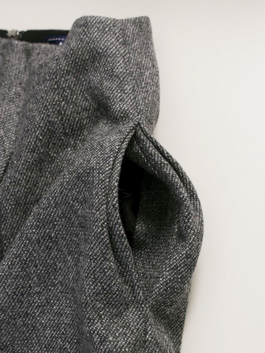エムズグレイシー 917540 スカート 36 グレー ウール混 リボン タック ITFZ3QIOYHNU