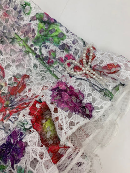 スーパービューティー ワンピース 42 ホワイト 花柄 レース リボンフェイクパール ITFB4A7ELZAV 【SALE】