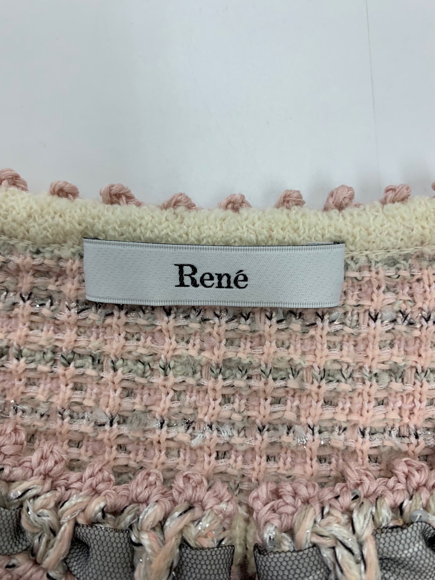 ルネ 6432830 ジャケット 34 ピンク ツイード パールダブルジップ ウール混 IT0R3YS1VSO4