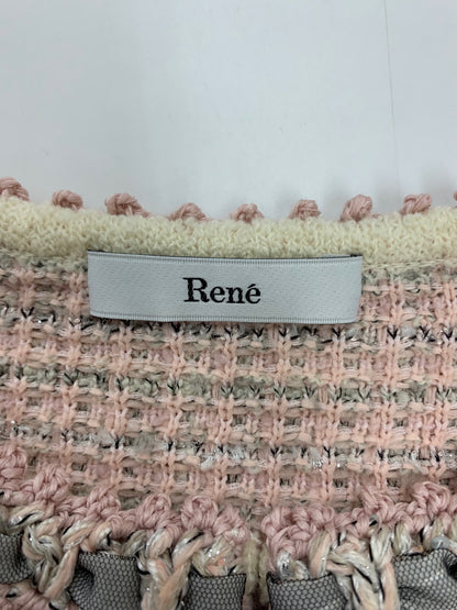 ルネ 6432830 ジャケット 34 ピンク ツイード パールダブルジップ ウール混 IT0R3YS1VSO4