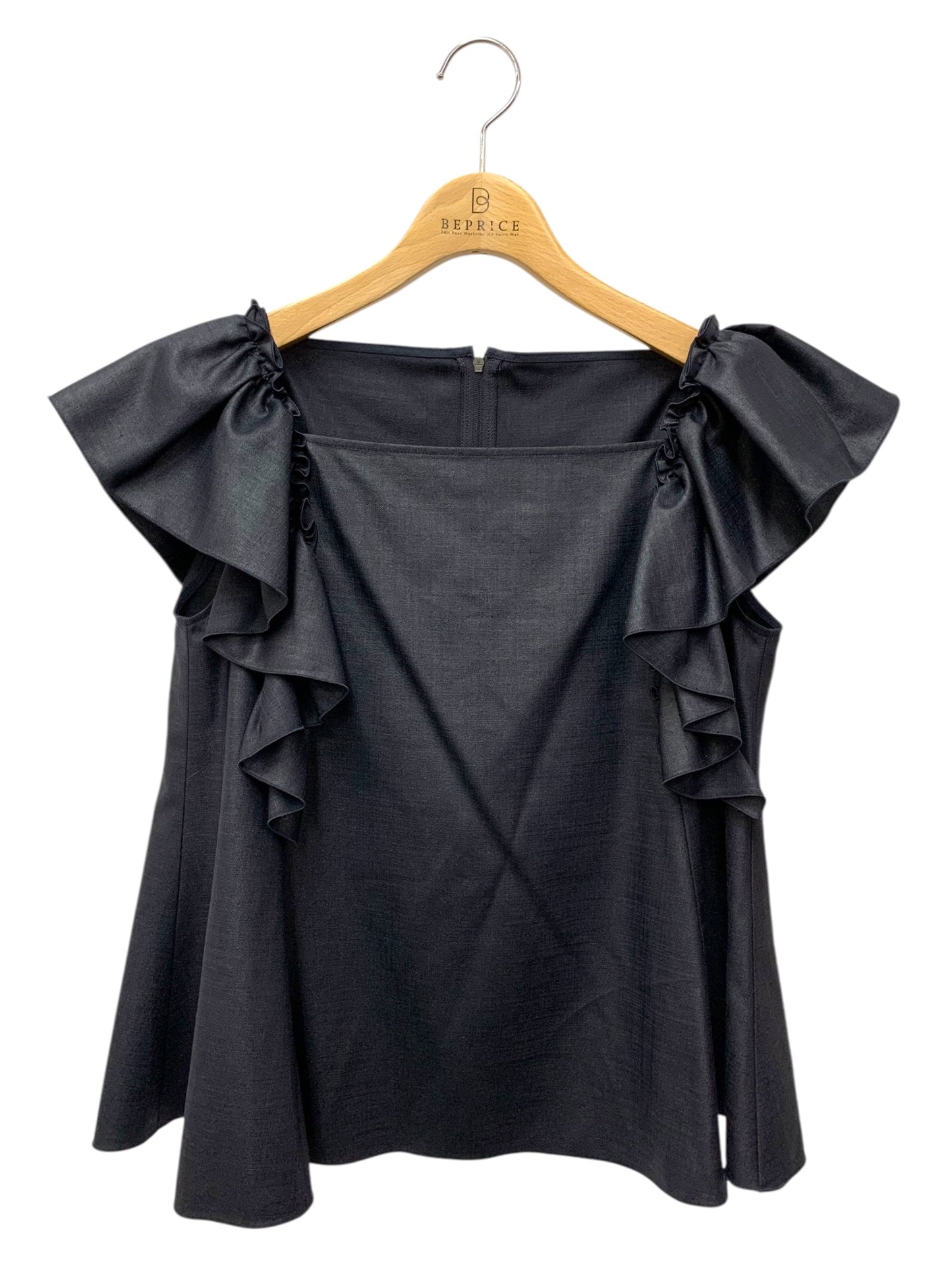 フォクシーニューヨーク Blouse Papillon 44698 ブラウス 38 ネイビー フリル スクエアネック IT1WF7MK1EIS