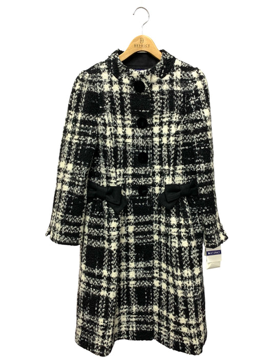 エムズグレイシー Black x White Check Coat 819519 コート 38 ブラック ウール混 ITBKH20Y5X7T