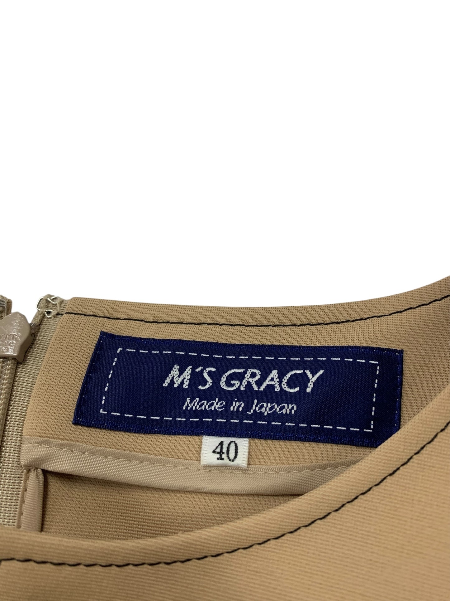 エムズグレイシー 011124 ワンピース 40 ベージュ リボン ステッチ ITTVOUCRPOU8