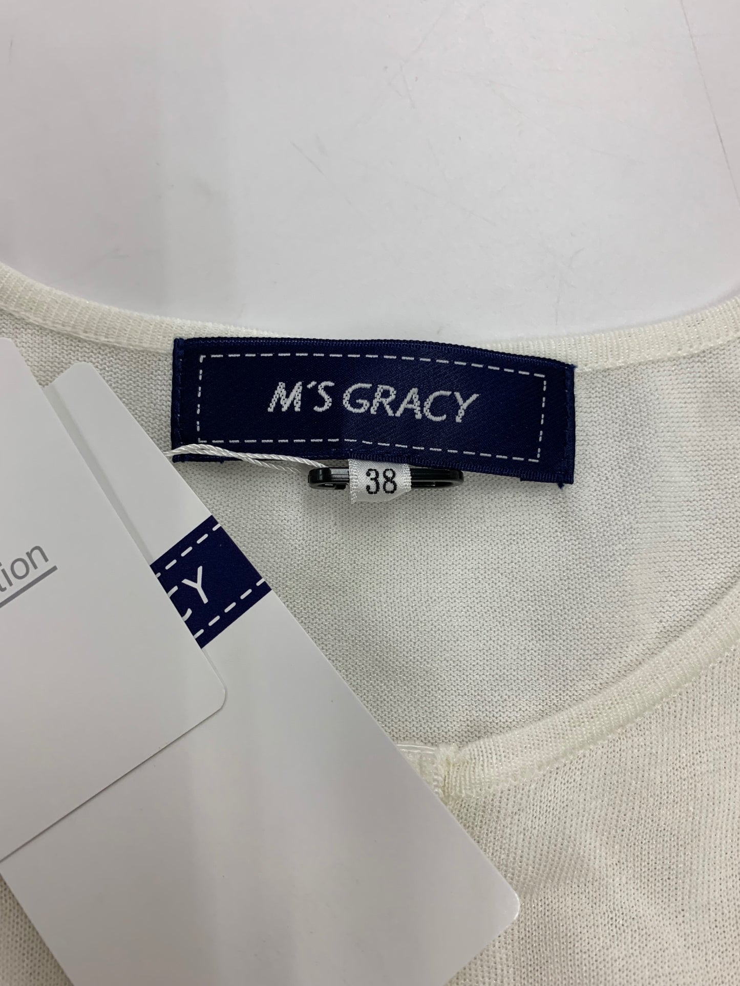 エムズグレイシー 袖モチーフ入り 518324 カーディガン 38 ホワイト パフスリーブ ITR9VF79EVW6