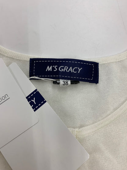 エムズグレイシー 袖モチーフ入り 518324 カーディガン 38 ホワイト パフスリーブ ITR9VF79EVW6