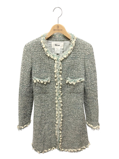 ルネ コート 36 ブルー TISSUE社製ツイード フリンジ ITHN428KELN0