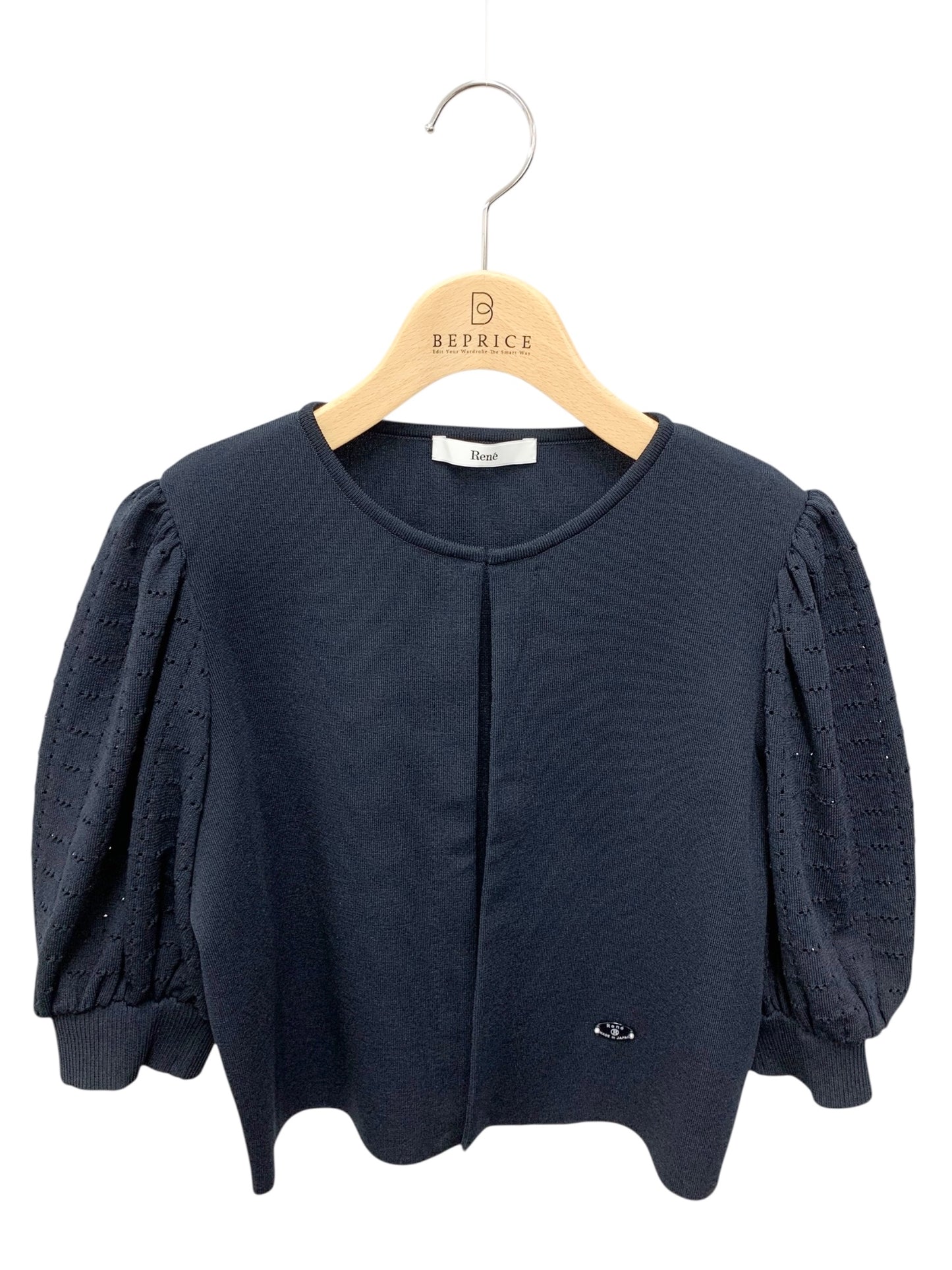 ルネ 6332260 ジャケット 36 ネイビー ニット バルーンスリーブ ITDEL2XI43I0