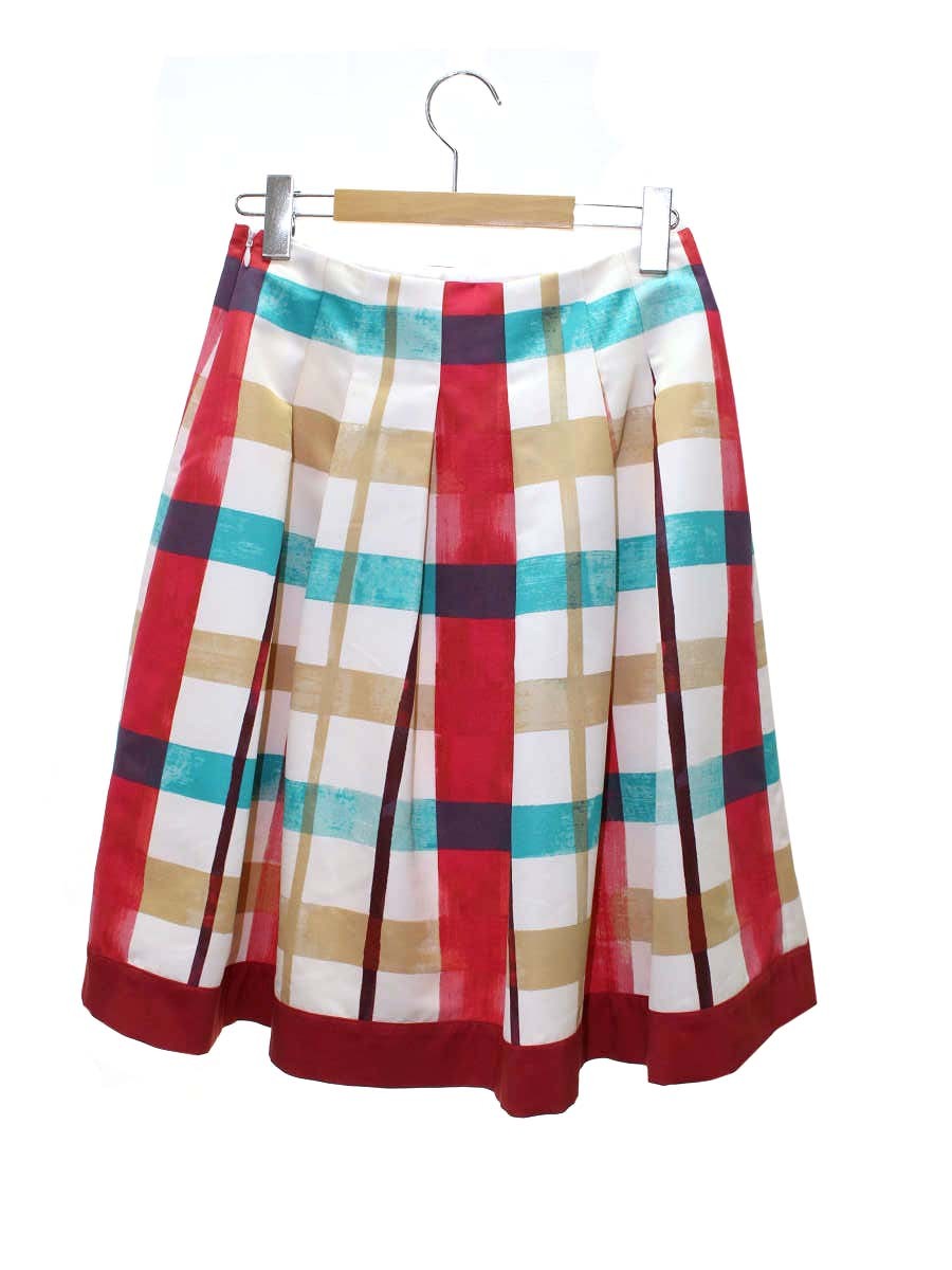 エムズグレイシー Colorful Check Skirt 017116 スカート 38 マルチカラー 水彩チェック プリント フレア ITQXM5LWQ79O
