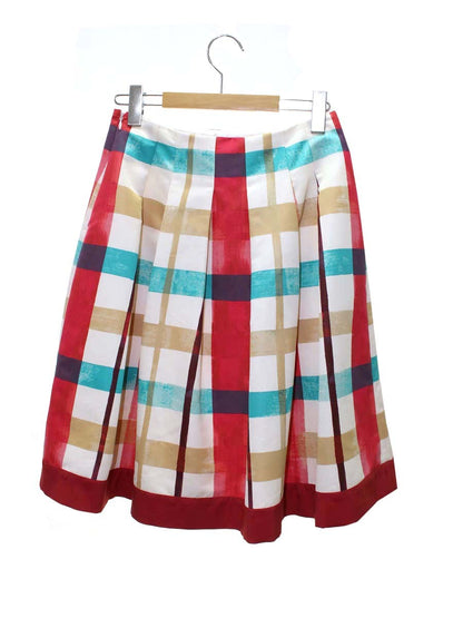 エムズグレイシー Colorful Check Skirt 017116 スカート 38 マルチカラー 水彩チェック プリント フレア ITQXM5LWQ79O