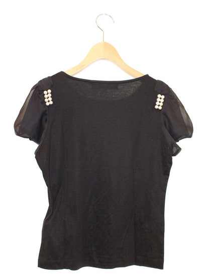 エムズグレイシー 525338 Tシャツ 40 ブラック カットソー フェイクパール ITU3LA1QVLGY