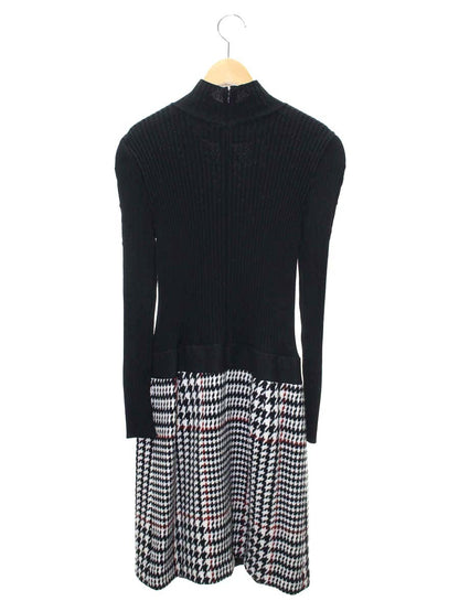 エムズグレイシー 721558 ワンピース 40 ブラック ニット 切替 千鳥格子柄 ITQQ3KJXTF07