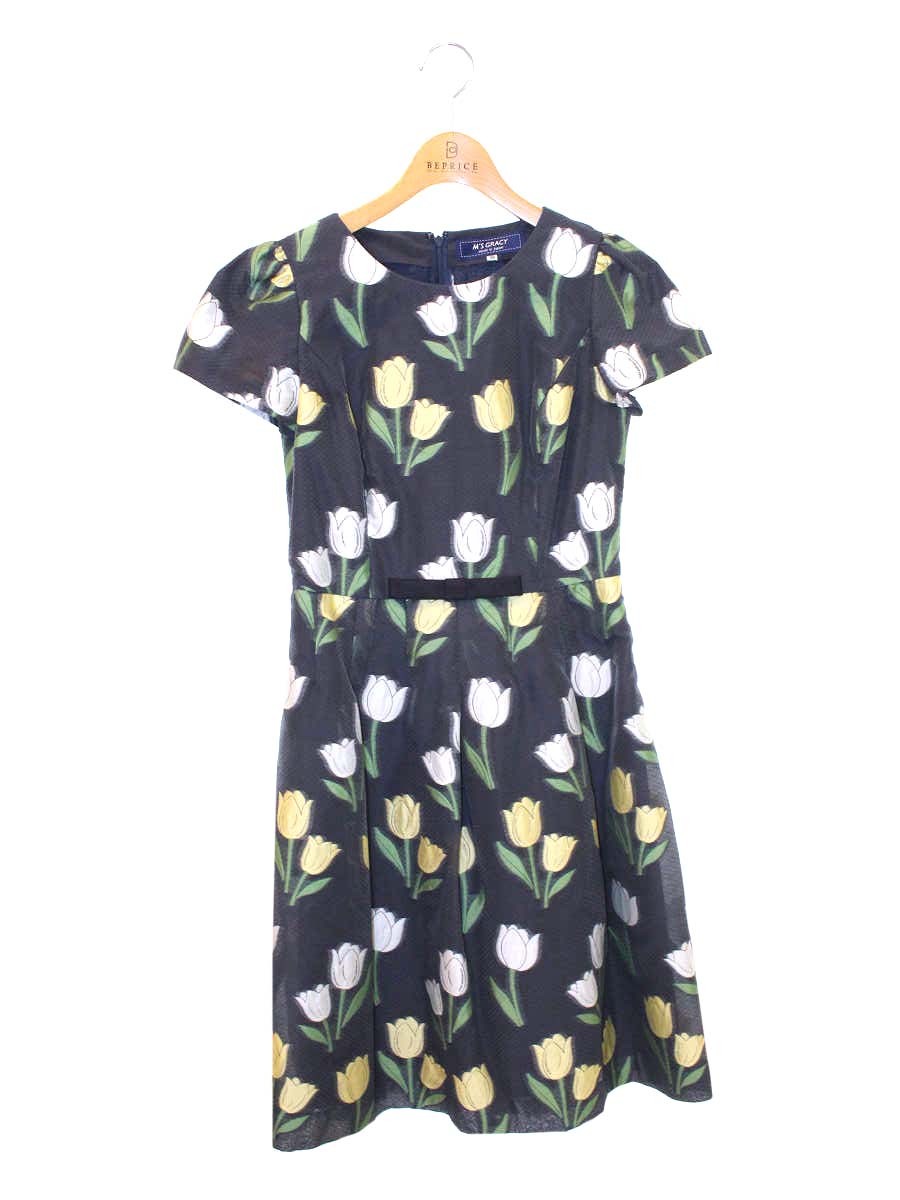 エムズグレイシー Tulip Dress 911126 ワンピース 36 ネイビー ITPBPBNPEAGS
