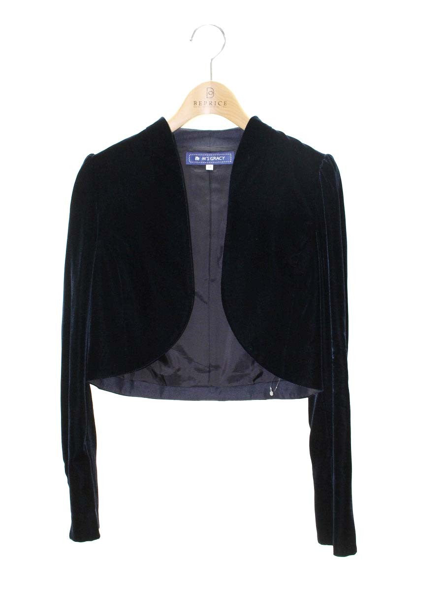 エムズグレイシー 624511 ジャケット 38 ネイビー ベロア ITANVY2OQYQE