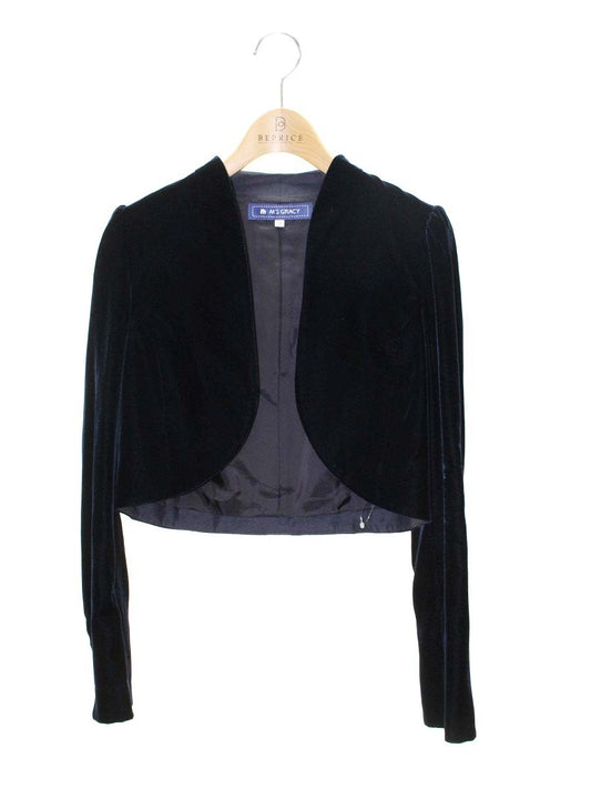 エムズグレイシー 624511 ジャケット 38 ネイビー ベロア ITANVY2OQYQE