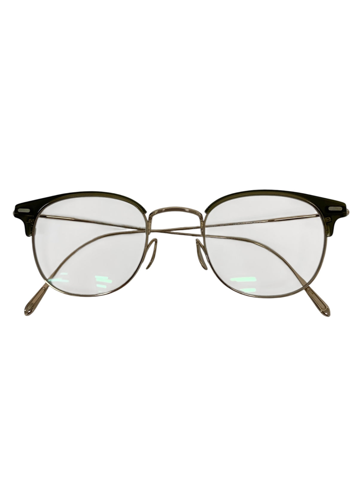 ユウイチトヤマ JINGASA UD-160 メガネ Olive drab / White gold メタル フルリム サーモントブロウ ITJAVT6NMSV5