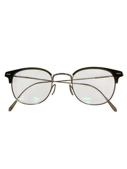 ユウイチトヤマ JINGASA UD-160 メガネ Olive drab / White gold メタル フルリム サーモントブロウ ITJAVT6NMSV5