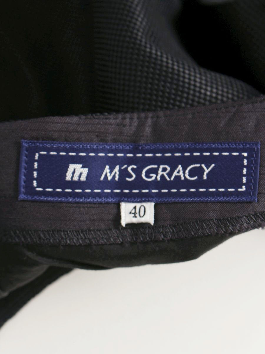 エムズグレイシー 721302 ワンピース 40 ブラック/ホワイト バイカラー 袖メッシュ IT1564Z8IIH7