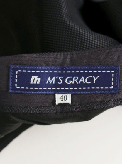 エムズグレイシー 721302 ワンピース 40 ブラック/ホワイト バイカラー 袖メッシュ IT1564Z8IIH7