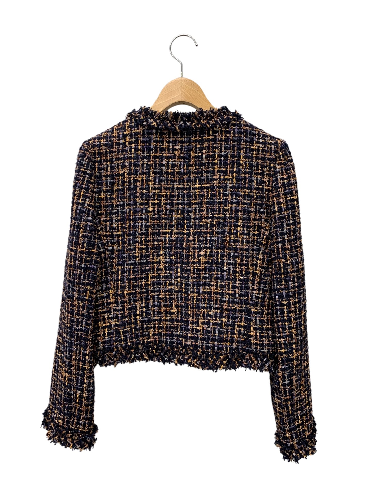 エムズグレイシー 114510 ジャケット 38 ネイビー ツイード ITCAGKEGCSXH