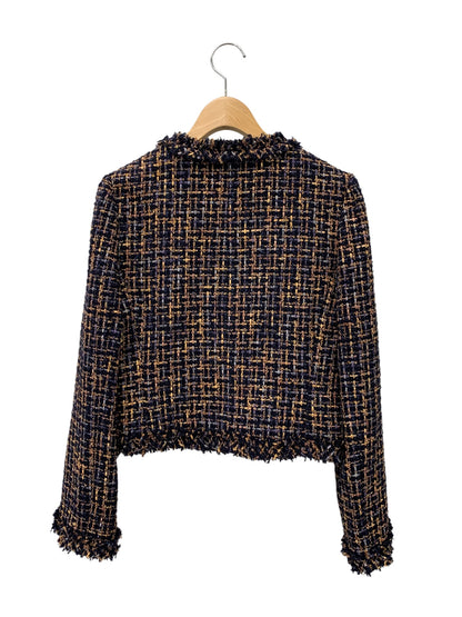 エムズグレイシー 114510 ジャケット 38 ネイビー ツイード ITCAGKEGCSXH