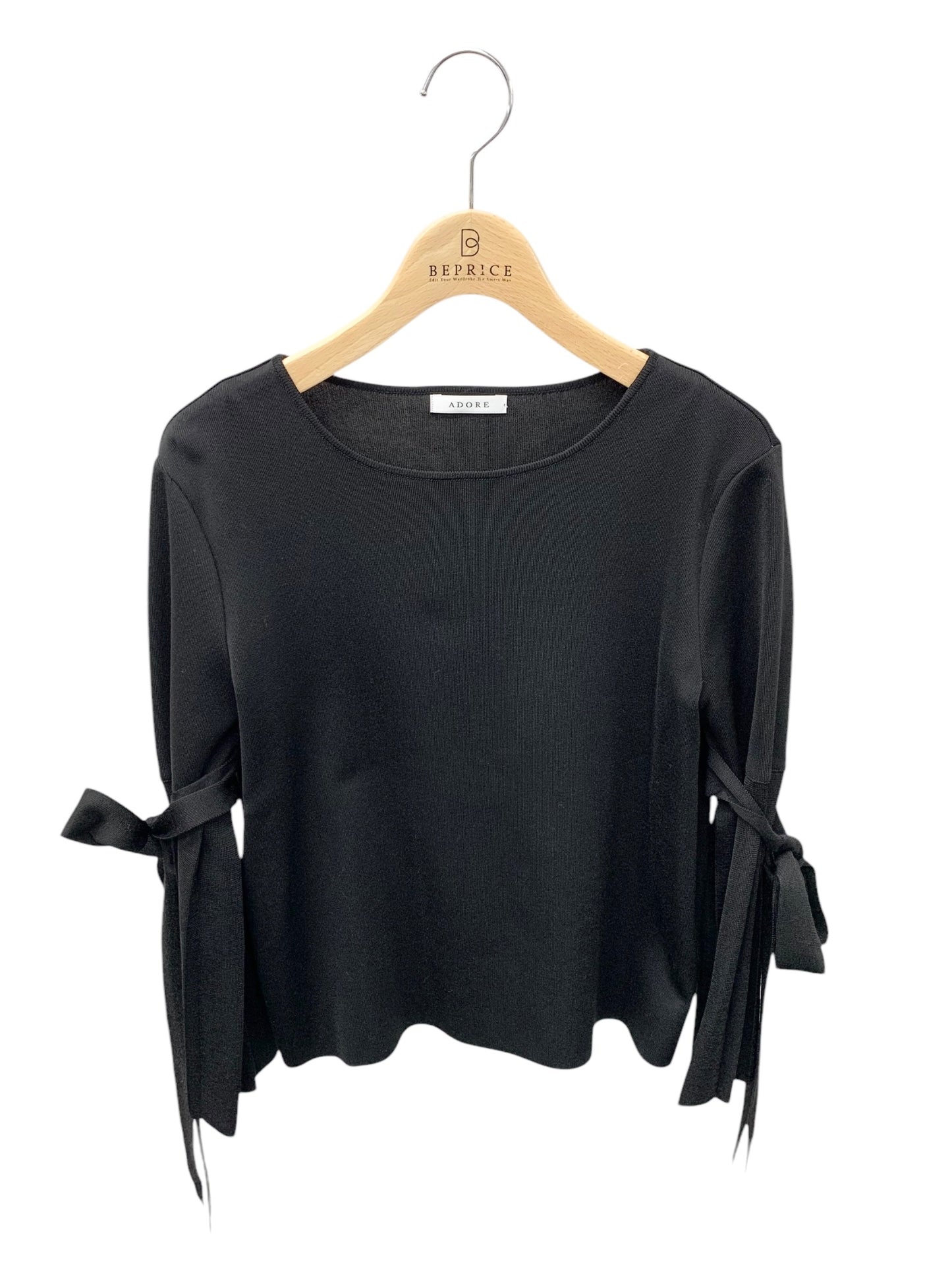 アドーア 531-8170303 カットソー 38 ブラック プリーツスリーブ ITAQVU60S6ES