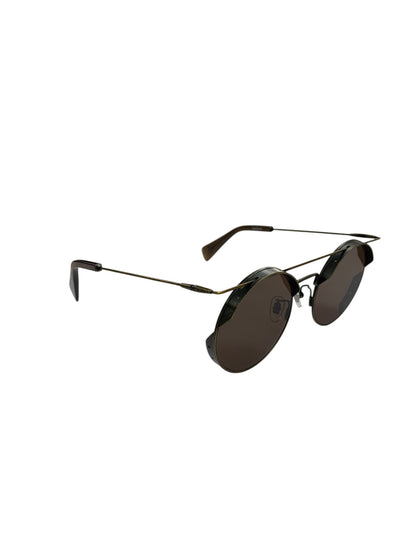 ヨウジヤマモト 20-9005 03 サングラス メガネ ゴールド Limited Edition サイドフード フラットトップ ロゴ UVカット ITSLBAWSYZZK