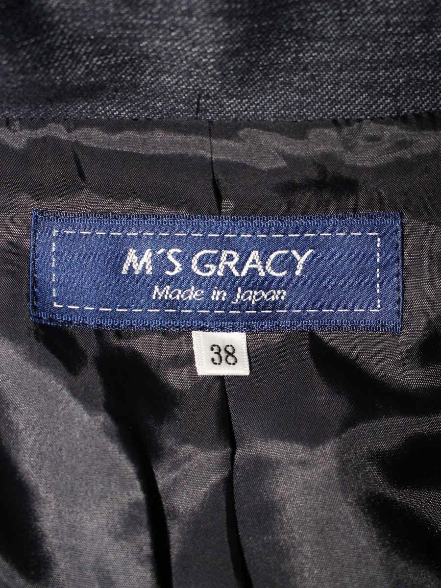 エムズグレイシー 0923 ジャケット 38 ネイビー デニム風 リボン ITEGH0XRSLKG