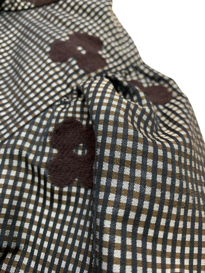 エムズグレイシー 310505 ブラウス 36 ブラウン ギンガムチェック お花モチーフ IT5P35NRYBDM