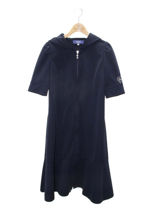 エムズグレイシー フード付きカットソードレス 111310 ワンピース 38 ネイビー ITRY14OHQAS3