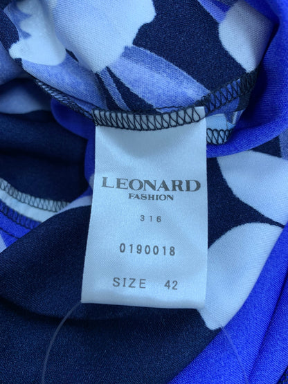 レオナールファッション 0190018 ワンピース 42 ブルー カンカン フラワーモチーフ ITL5N9IPQY5S