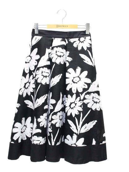 エムズグレイシー 317310 スカート 38 ブラック モノトーン ビッグフラワー ITJXTRMZKEIS