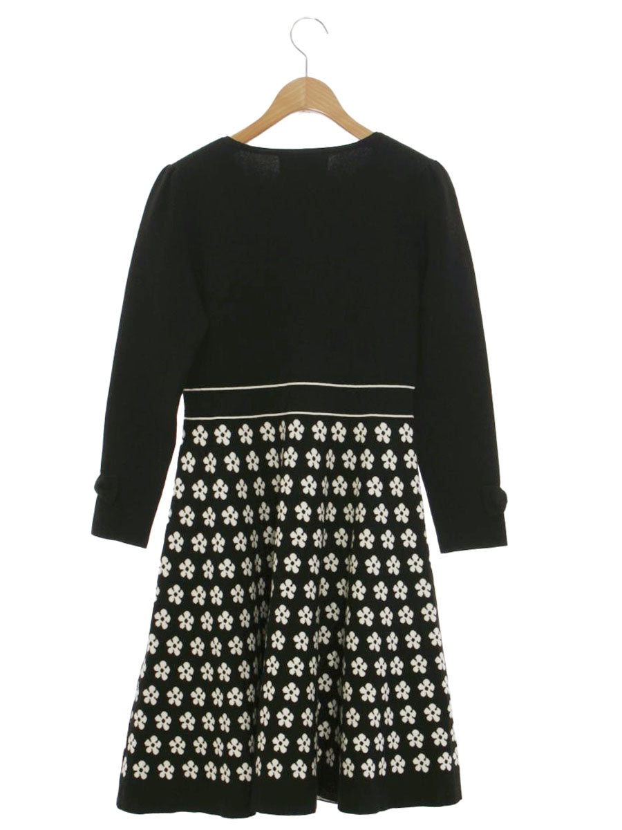 未使用　2024 エムズグレイシー　フラワーモチーフテープニット　黒　38 エムズグレイシー 728518 ワンピース 38 ブラック フラワーモチーフ