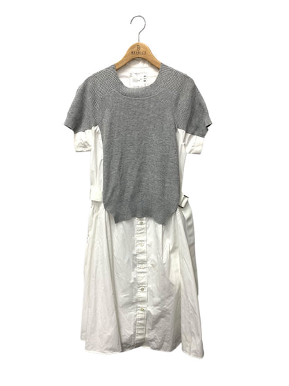 サカイ SCW-019 ワンピース 1 ホワイト フロントボタン ニット切り替え ITFBE1J1DTY0