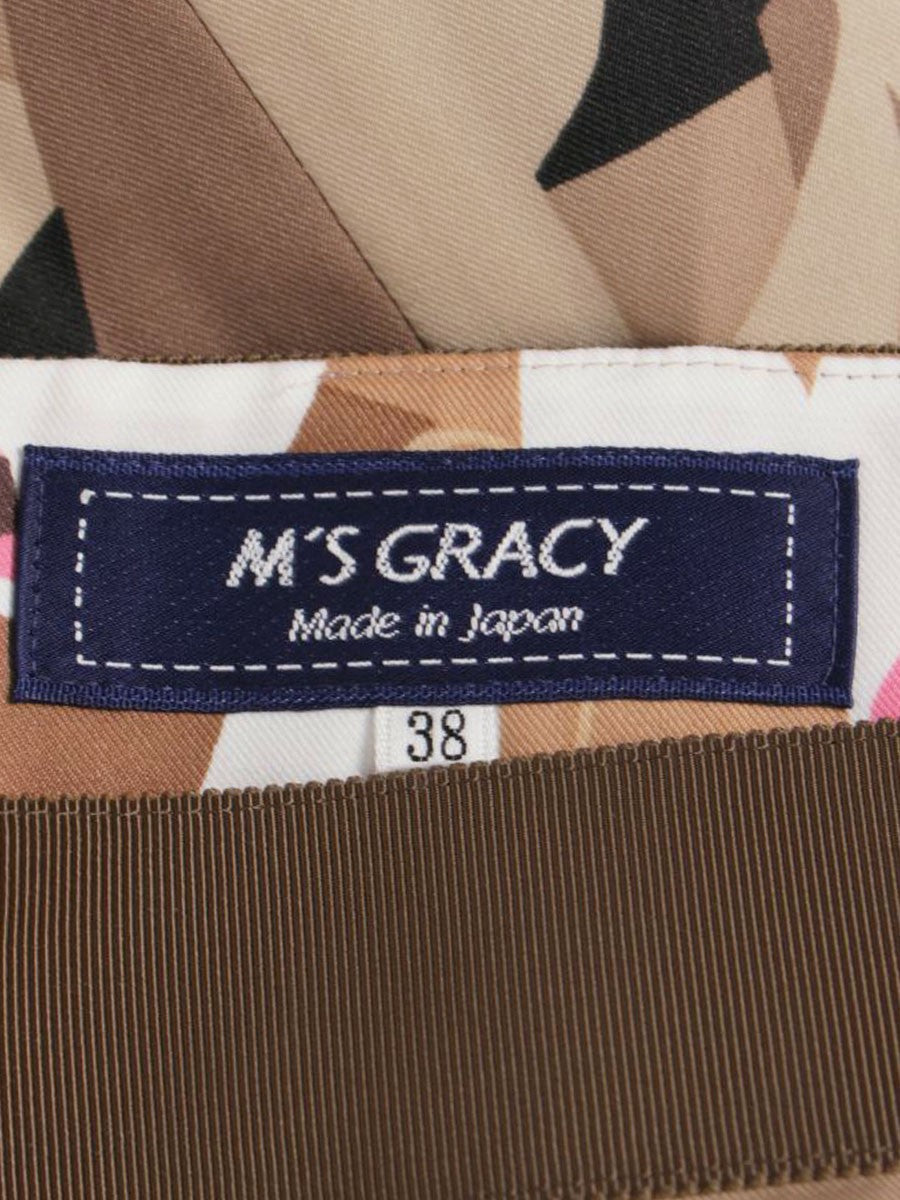 エムズグレイシー ロマンティックプリントドレス 011344 ワンピース 38 ブラウン IT8MTZCYIRI6